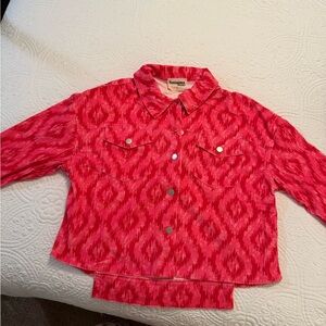 Savanna Jane Red Patterned Jean Jacket